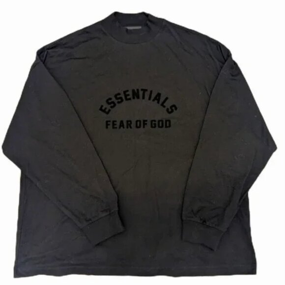 FEAR OF GOD ESSENTIALS Logo Applique Cotton Mock Neck Long Sleeve Tee Size S - Picture 7 of 8